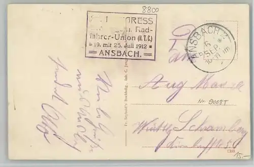 Ansbach Mittelfranken Ansbach Feldpost x 1912 / Ansbach /Ansbach LKR