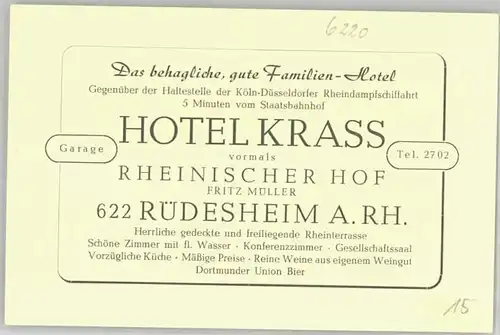 Ruedesheim Rhein Ruedesheim Rhein Hotel Krass * / Ruedesheim am Rhein /Rheingau-Taunus-Kreis LKR