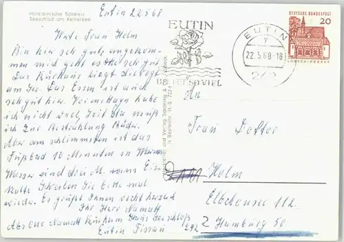 Eutin Eutin [Stempelabschlag] Seeschloss Kellersee x / Eutin /Ostholstein LKR