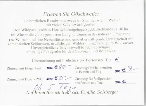 Goeschweiler Goeschweiler Gasthaus Alpenblick * / Loeffingen /Breisgau-Hochschwarzwald LKR