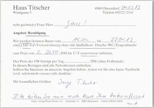 Oberstdorf Oberstdorf Haus Titscher * / Oberstdorf /Oberallgaeu LKR