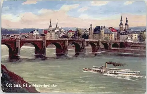 Koblenz Rhein Koblenz Moselbruecke Dampfer Kuenstlerkarte x / Koblenz /Koblenz Stadtkreis