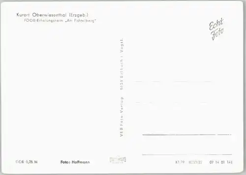 Oberwiesenthal Erzgebirge Oberwiesenthal Erholungsheim am Fichtelberg * / Oberwiesenthal /Erzgebirgskreis LKR