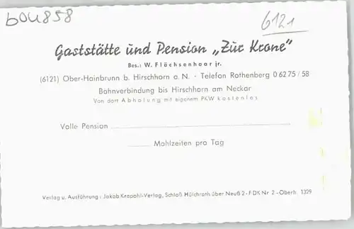 Unter-Hainbrunn Unter-Hainbrunn Oberhainbrunn Gaststaette Pension Krone * / Hirschhorn (Neckar) /Bergstrasse LKR