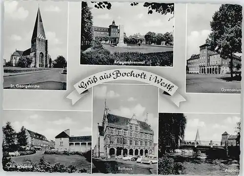 Bocholt Westfalen Bocholt St Georgskirche Kriegerehrenmal Rathaus Gymnasium Rathaus * / Bocholt /Borken LKR