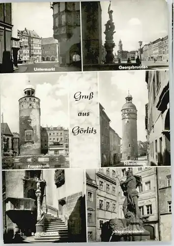 Goerlitz Sachsen Goerlitz Georgsbrunnen Nikolaiturm Frauenturm x / Goerlitz /Goerlitz LKR