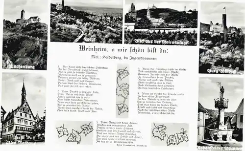 Weinheim Bergstrasse Weinheim Robensteiner Brunnen Wachenburg * / Weinheim /Heidelberg Stadtkreis