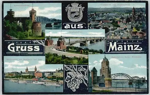 Mainz Rhein Mainz Kaiserbruecke Stephansturm * / Mainz Rhein /Mainz Stadtkreis