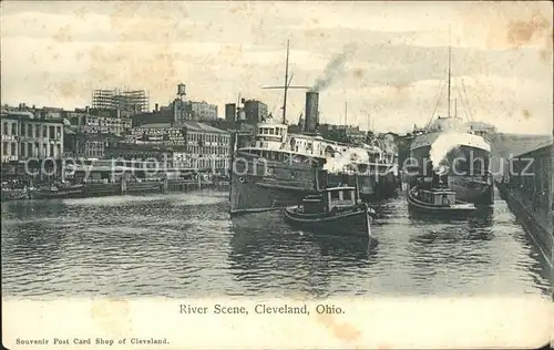 Cleveland Ohio River Scene Steamer Kat. Cleveland