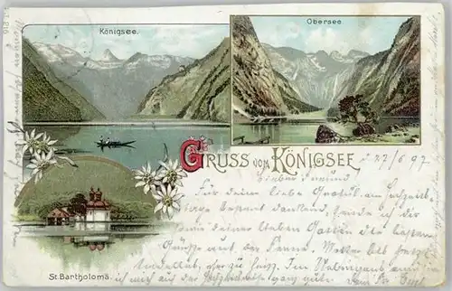 Koenigssee Koenigssee Berchtesgaden Obersee St. Bartholomae x 1897 / Schoenau a.Koenigssee /Berchtesgadener Land LKR