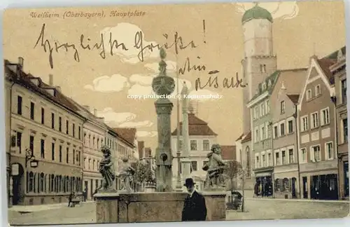 Weilheim in Oberbayern Hauptplatz Feldpost x 1913