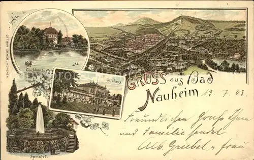 Bad Nauheim Panorama Teichhaus Kurhaus Sprudel Kat. Bad Nauheim