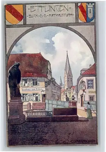 Ettlingen Ettlingen Gasthaus zum Kreuz Kuenstler Oskar Gansloser * / Ettlingen /Karlsruhe LKR