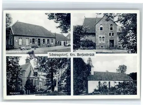 Schwagstorf Bramsche Hase Schwagstorf Bramsche Hase Gasthof Kaufhaus Broermann Pfarrhaus Kirche Marienstift x / Fuerstenau /Osnabrueck LKR