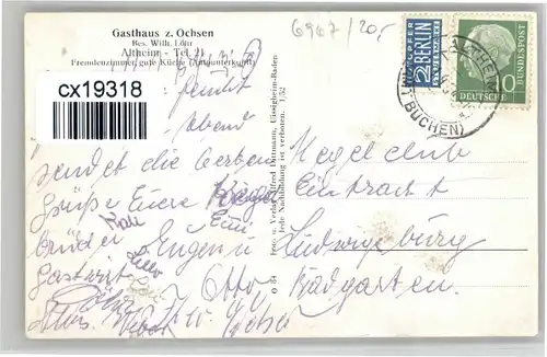 Buchen Odenwald Buchen Odenwald Altheim Gasthaus Ochsen x / Buchen (Odenwald) /Neckar-Odenwald-Kreis LKR