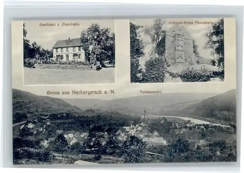 Neckargerach Neckargerach Gasthaus Eisenbahn Schloss Ruine Minnaburg * / Neckargerach /Neckar-Odenwald-Kreis LKR