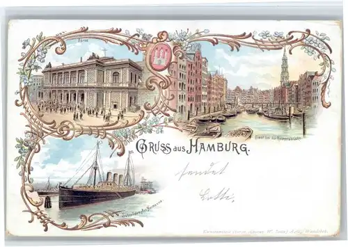 Hamburg Hamburg Boerse Fleet Reimersbruecke Schnelldampfer Normannia * / Hamburg /Hamburg Stadtkreis