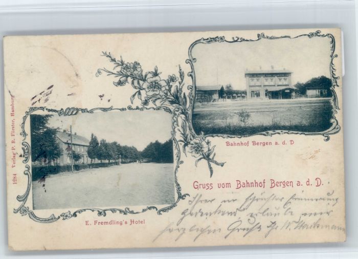 Bergen Dumme E. Fremdling's Hotel Bahnhof x / Bergen an der Dumme