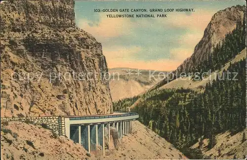 Yellowstone National Park Golden Gate Canyon Grand Loop Highway Kat. Yellowstone National Park