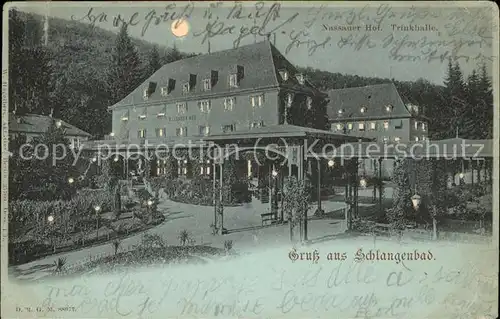 Schlangenbad Taunus Nassauer Hof Trinkhalle im Mondlicht Kat. Schlangenbad