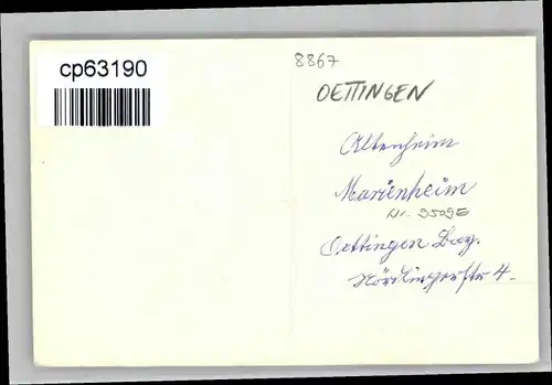 Oettingen Oettingen [handschriftlich] Marienheim * / Oettingen i.Bay. /Donau-Ries LKR