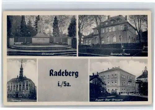 Radeberg Sachsen Ehrenmal Gemeindehaus Brauerei Rathaus * / Radeberg /Bautzen LKR