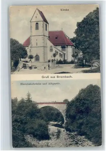 Brombach Loerrach Brombach Loerrach Kirche Eisenbahnbruecke Karte von ca 1910 * / Loerrach /Loerrach LKR