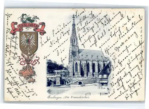 Esslingen Neckar Esslingen Praegedruckkarte Wappen Frauenkirche x / Esslingen am Neckar /Esslingen LKR