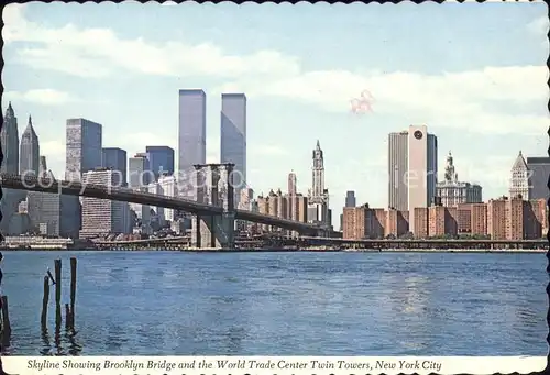 New York City Skyline Showing Brooklyn Bridge World Trade Center Luftpost / New York /