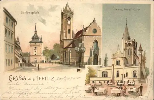 Teplitz-Schoenau Sudetenland Bad Teplitz Boehmen Schlossplatz Franz Josef Hoehe x / Teplice /