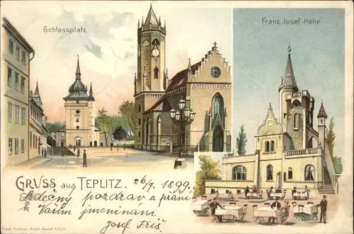 Teplitz-Schoenau Sudetenland Bad Teplitz Boehmen Schlossplatz Franz Josef Hoehe x / Teplice /