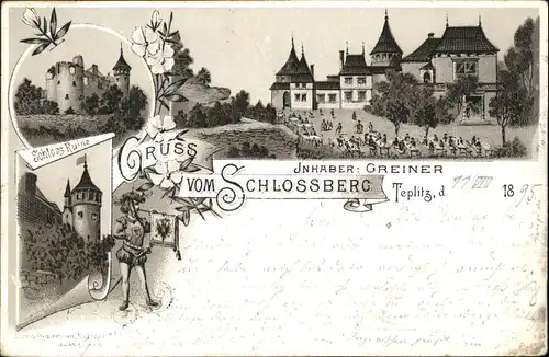 Teplitz-Schoenau Sudetenland Bad Teplitz Boehmen Schlossberg Schloss ruine x / Teplice /