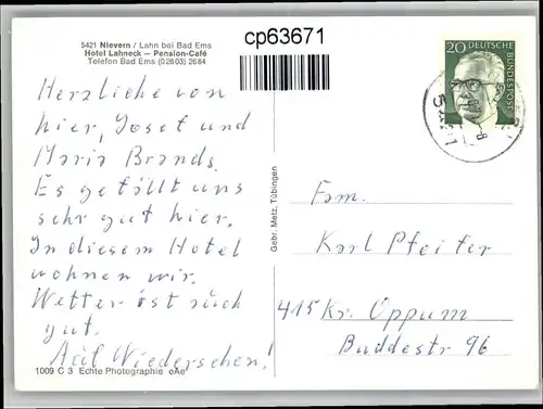 Nievern Nievern Hotel Lahneck Pension Cafe x / Nievern /Rhein-Lahn-Kreis LKR