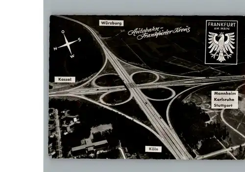 Frankfurt Main Fliegeraufnahme, Autobahn Frankfurter Kreuz / Frankfurt am Main /Frankfurt Main Stadtkreis