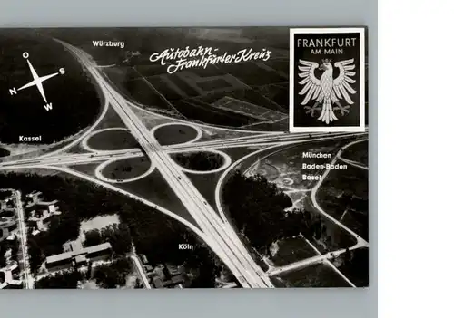 Frankfurt Main Fliegeraufnahme, Autobahn Frankfurter Kreuz / Frankfurt am Main /Frankfurt Main Stadtkreis