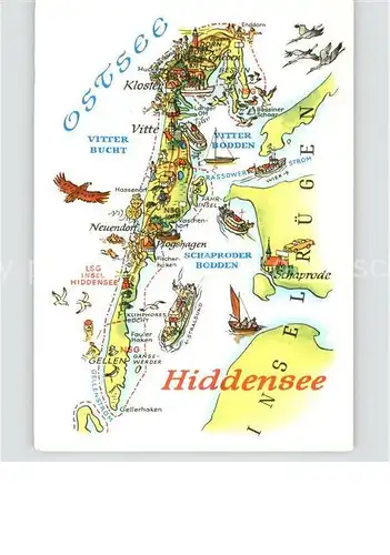 Insel Hiddensee Landkarte Kat. Insel Hiddensee