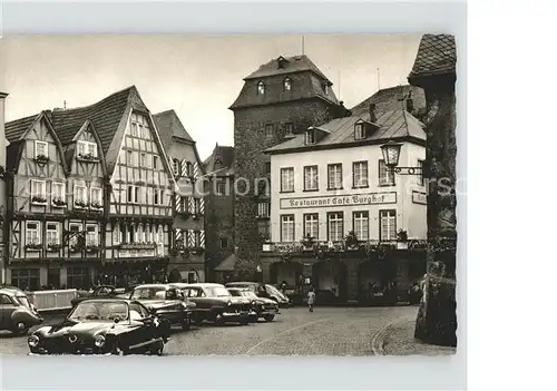 Linz Rhein Platz Autos Fachwerk Kat. Linz am Rhein