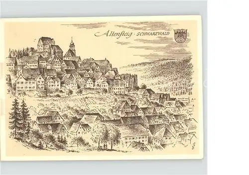 Altensteig Schwarzwald Kuenstlerkarte Ludwig Schaefer-Grohe Wappen / Altensteig /Calw LKR