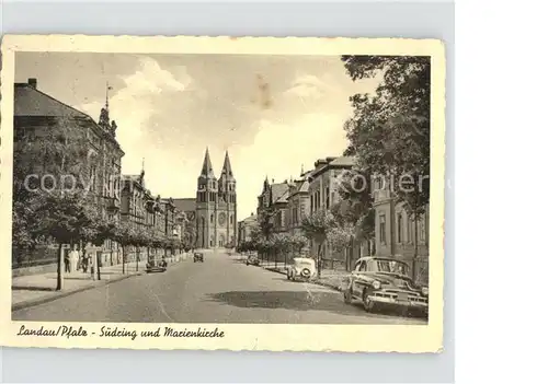 Landau Pfalz Suedring und Marienkirche Autos Kat. Landau in der Pfalz