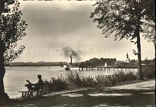 Seebruck Chiemsee Uferpromenade Dampfer Kat. Seeon Seebruck