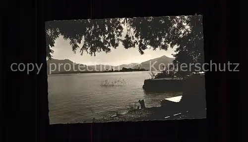 Chiemsee Uferpartie mit Blick zur Fraueninsel Alpenpanorama Chiemgauer Alpen Kat. Chiemsee