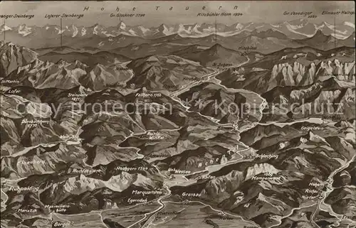 Ruhpolding Marquartstein Hohenaschau und Umgebung Hohe Tauern Alpenpanorama aus Vogelperspektive Karte Nr. 10 Kat. Ruhpolding