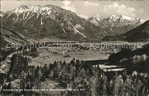 Ruhpolding Panorama mit Rauschberg und Sonntagshorn Chiemgauer Alpen Kat. Ruhpolding