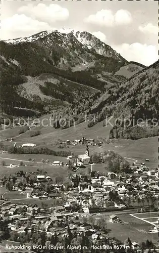 Ruhpolding Ortsansicht mit Kirche Hochfelln Chiemgauer Alpen Kat. Ruhpolding