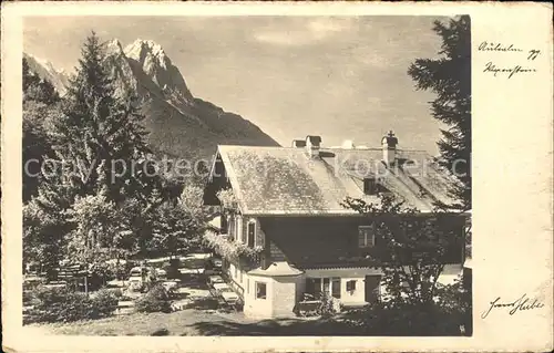 Garmisch Partenkirchen Aulealm gegen Waxenstein Wettersteingebirge Kat. Garmisch Partenkirchen