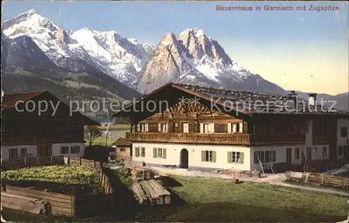Garmisch-Partenkirchen Bauernhaus mit Zugspitze Wettersteingebirge / Garmisch-Partenkirchen /Garmisch-Partenkirchen LKR