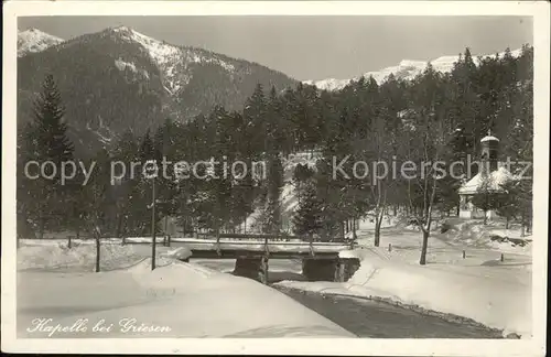 Griesen Garmisch Partenkirchen Kapelle Partie am Bach Bruecke Kat. Garmisch Partenkirchen