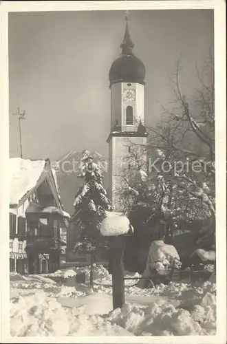 Garmisch Partenkirchen Partie an der Kirche im Winter Kat. Garmisch Partenkirchen