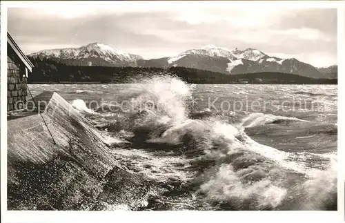 Chieming Chiemsee Foehnsturm Brandung Alpenpanorama / Chieming /Traunstein LKR