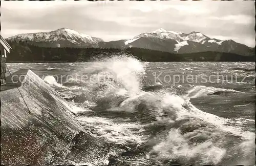 Chieming Chiemsee Foehnsturm Brandung Alpenpanorama / Chieming /Traunstein LKR